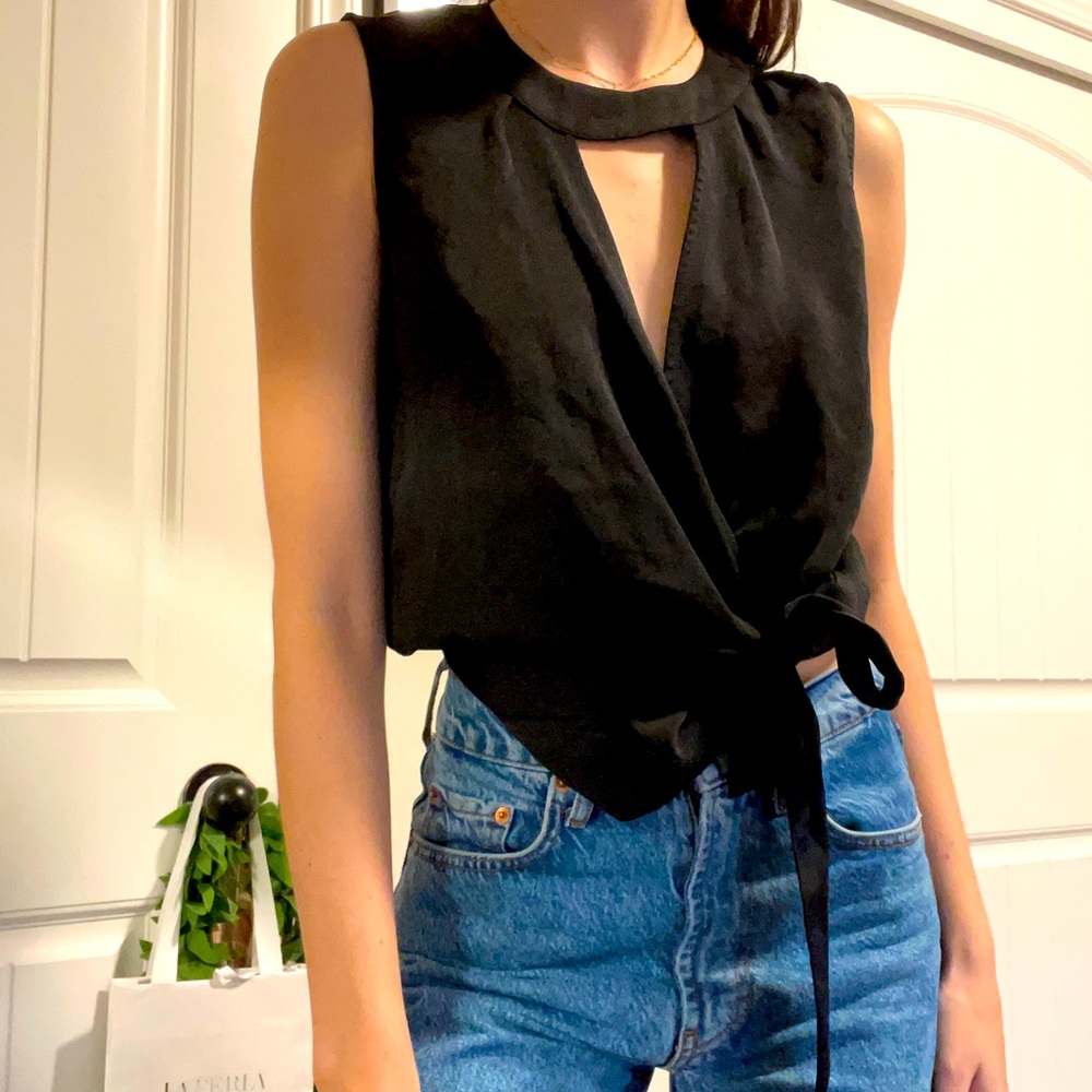 Never worn black wrap top
